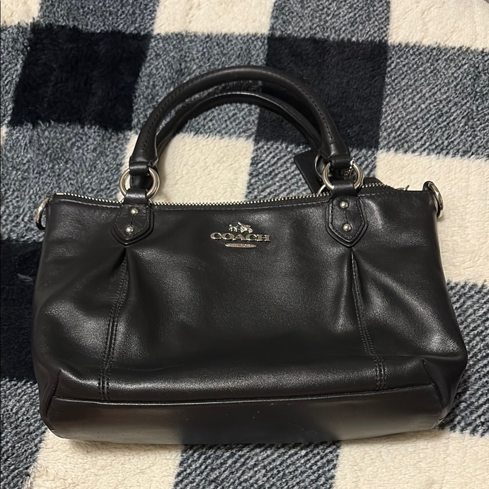 Coach Black Leather Satchel with Silver Hardware